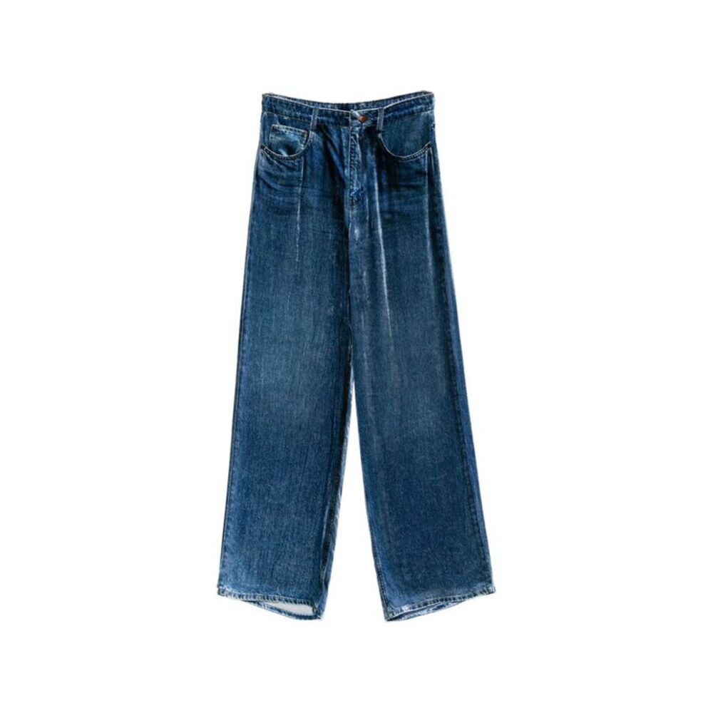 Pierre-Louis Mascia Women Denim Print Wide-Leg Trousers